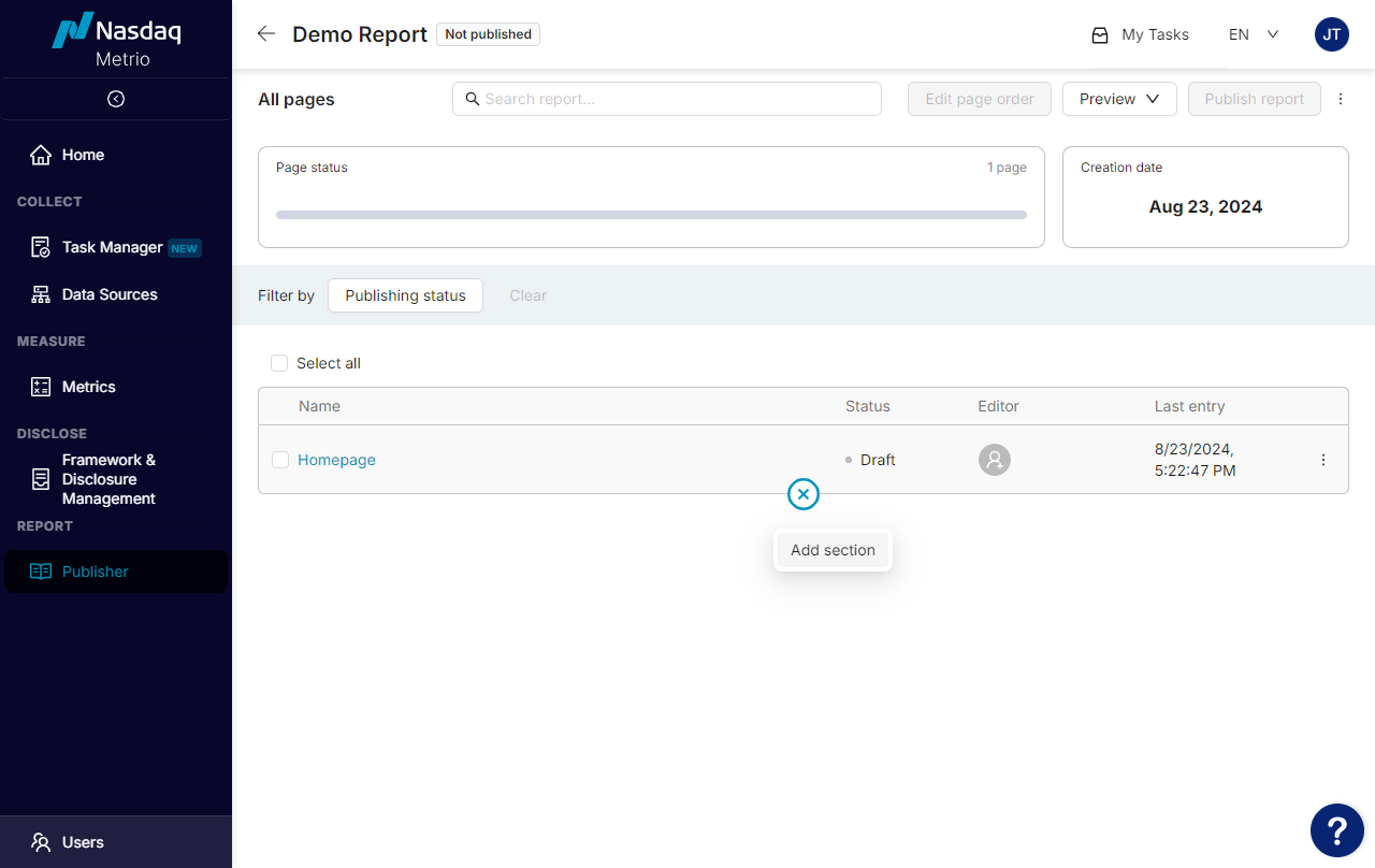 Report Structure - Add Section Under Homepage.png